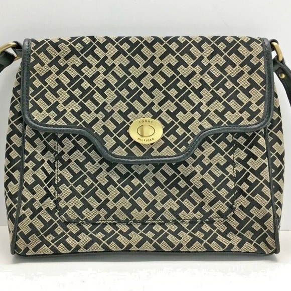 Tommy Hilfiger Handbags - NWT Tommy Hilfiger Monogram Messenger Bag Black and Tan